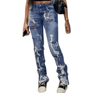 Women's Denim Jeans Casual Pants Skinny Fit Mid Rise Zipper Closure